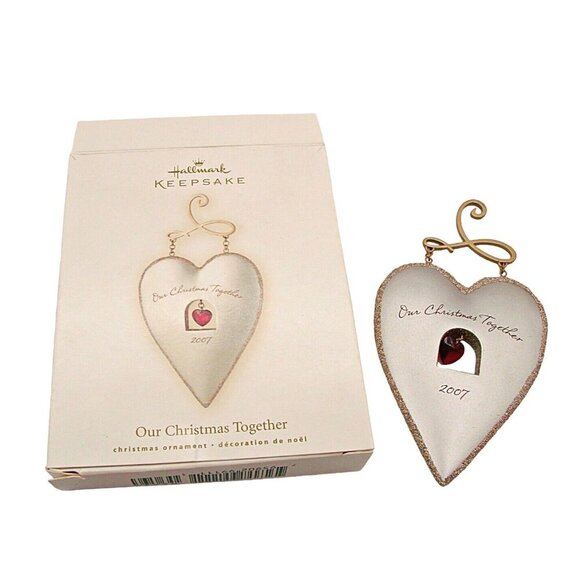 Hallmark Keepsake Heart Ornament Our Christmas Together Silver Red Heart Stone - Picture 1 of 12